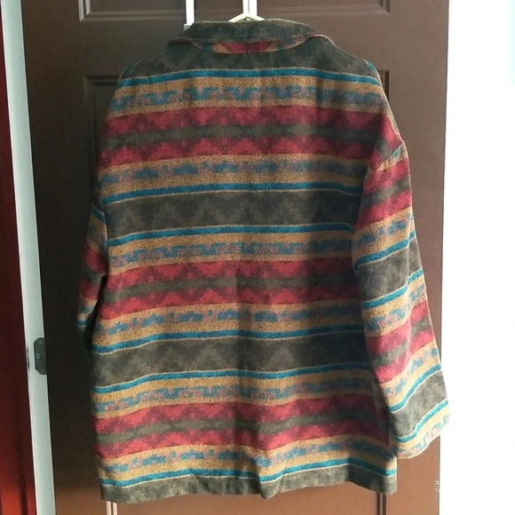 🇨🇦 Savannah Vintage 90s Wool Western Striped Shacket Coat Medium Large - Picture 2 of 4